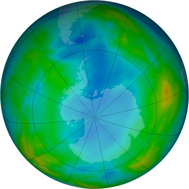 Antarctic ozone map for 19 June 2014
